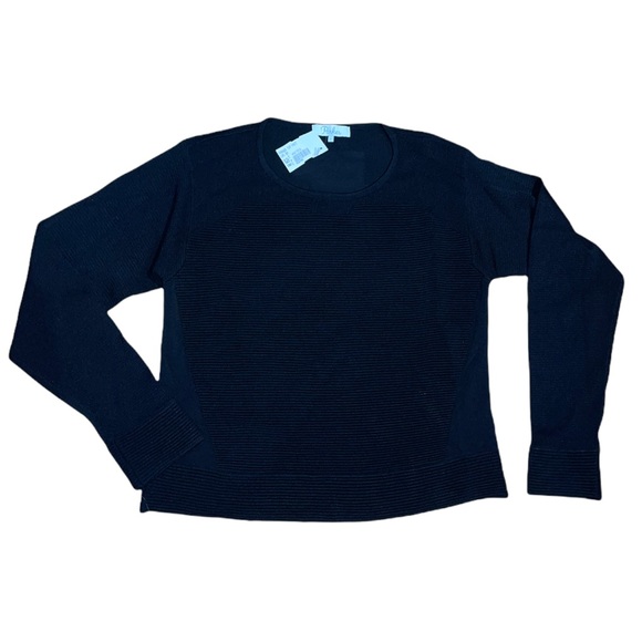 NWT Parker Black Contrasting Lightweight Knit Top/Sweater - Picture 5 of 9